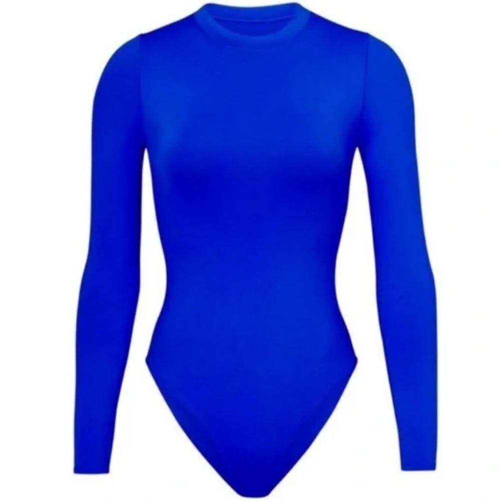 Skims Swim COBALT One Piece Back Zip Long Sleeve Bathing Suit